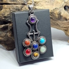 Pendentif 7 chakras fleur de