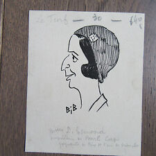 DESSIN ORIGINAL 1920 DE GEORGES BREITEL DIT BIB CARICATURE DE DIANA ESMOND TURF