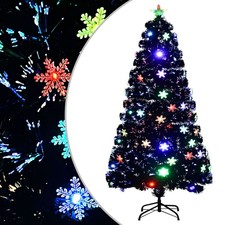 Sapin de Noël et Flocons de Neige LED Noir Fibre Optique Multi-taille vidaXL