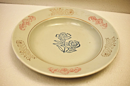 Ancien émaillé plaque floral - Émaillé,