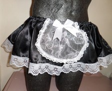 ADULT SISSY BLACK SATIN FRENCH