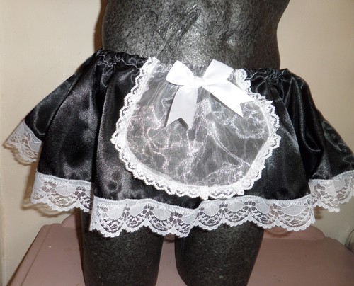 Adult sissy black satin french - adult,