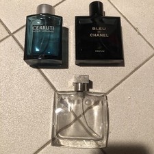 Bleu  Chanel + Homme Cerruti + Chrome Azzaro . 3 Parfum Vide / Flacon