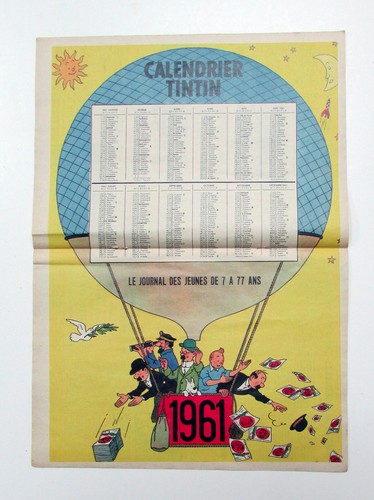 Calendrier tintin 1961 - calendrier, be