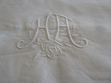 ancienne taie de traversin métis Fleur Bleue brodée AA neuve lavée 1 fois N3