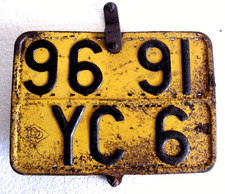 PLAQUE IMMATRICULATION VELO SOUS OCCUPATION ALLEMANDE WW2