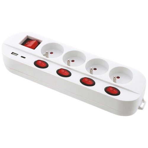 Bloc multiprise blanc 4 - bloc,