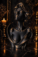 Sculpture femme buste noir - sculpture,