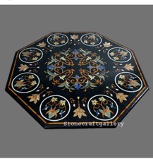 42 " Marbre Centre Table Top Demi-Précieuses Pierres Incrustation Handmade Work