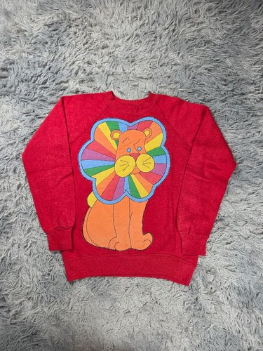 Sweat vintage rouge motif - , lion