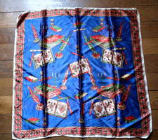 Vintage Carré Foulard Soie Illustration Grimoire Ancien 66 x 66 cm Non annoté