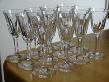 SAINT LOUIS 12 VINTAGE SMALL LIQUOR SHOT GLASSES CRYSTAL PATTERN CERDAGNE 3,66"