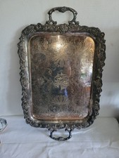 Plateau de service ancien en métal argenté 87 % Ercuis France