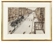 BELLE SCENE ANIMEE AVENUE DES CHAMPS-ELYSEES  SIGNEE DUFFOUR 1950 (14)