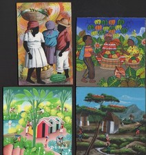 Quatre tableaux haïtien peints à la main par 4 artistes différents