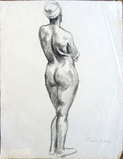 Charles PICART LE DOUX (1881-1959) Dessin femme nue africaine vers 1920