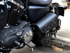 Véritable Cuir Noir Simple Gauche Sacoche Pour Harley Davidson Sportster