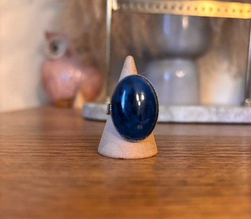 Bague apatite bleue argentée - bague,