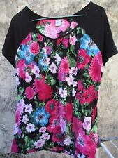 MS mode haut tee-shirt blouse imprimée manches raglan courtes T. 42