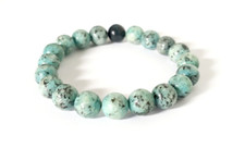 Bracelet Pierres Jaspe Bleu Césame Perles Diamétre 10 mm.