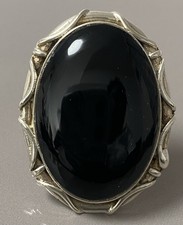 20gs Ancienne bague argent onyx chevalière bague argent massif T58 silver ring