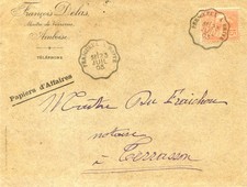 convoyeur Périgueux à Brive 1903 sur lettre Delas maître de verrerie Amboise
