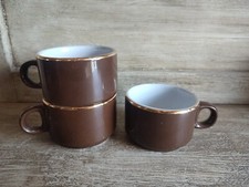 3 Tasses Soucoupe Café Porcelaine Liseret Doré Thé  Collection Bar Bistrot