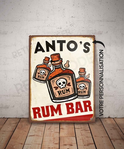 Plaque métal vintage rum - plaque, bar