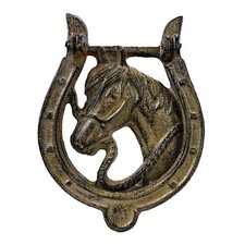 Sculpture statue art métal fonte heurtoir porte fer à cheval 6,70 po