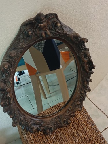 Miroir ancien sculpté décor - miroir,