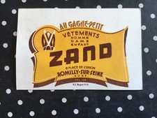 Carton publicitaire Au Gagne-Petit Vêtements Zand Romilly sur Seine.