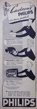 PUBLICITÉ PHILIPS RASOIR PHILISHAVE TOURNE-DISQUES 301 - RADIO PORTATIVE 101 U
