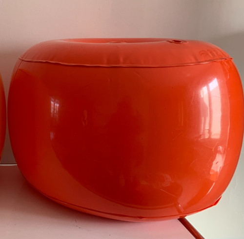 Pouf prisunic vintage orange - pouf,