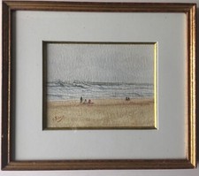 Aquarelle bord de mer signée