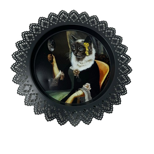 Victorian cat portrait tray - portrait,