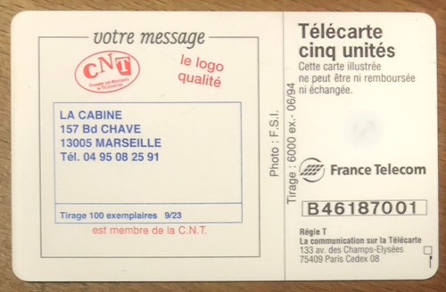 Telecarte tournesol la - telecarte, v°