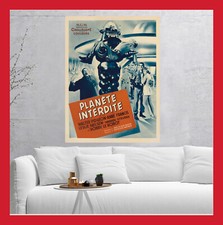 REP TOILE COTON LITHO AFFICHE PLANÈTE INTERDITE POSTER CINEMA FILM 1956 MOVIE