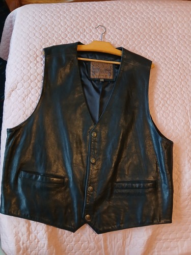 Gilet cuir biker doublé - l,