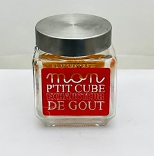 pot à épices en verre carré hermétique couvercle métal argenté intérieur blanc