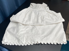 Ancienne Robe Cape de Baptême , Coton Molletonné et Brodé - Finition Feston