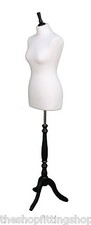 Deluxe Taille 12 Femelle Tailleurs Mannequin Buste Crème Buste Noir Support