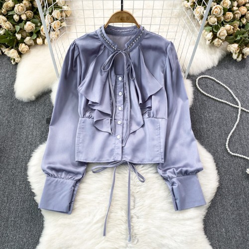 Femme satin ruffles chemisier - femme,