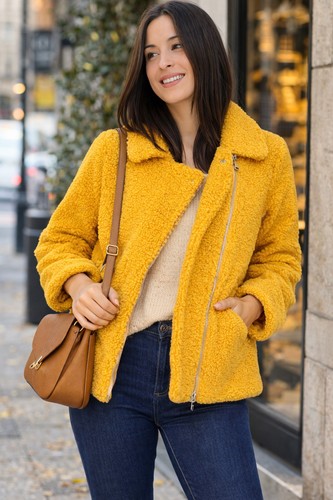 Veste teddy femme - veste, jaune