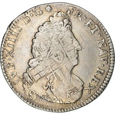 Monnaie, France, Louis XIV, 1/4 Écu aux palmes, 1/4 Ecu, 1693, Reims, TB+