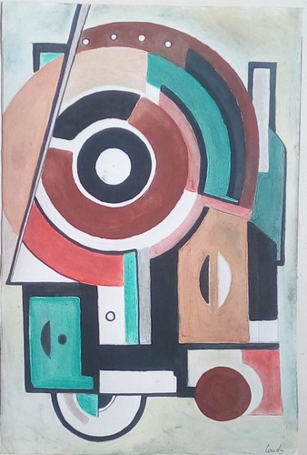 Gouache cubiste sur papier - sur,