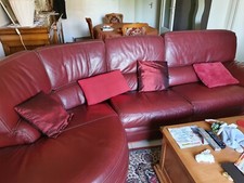 vends canape angle bordeaux en cuir de buffle