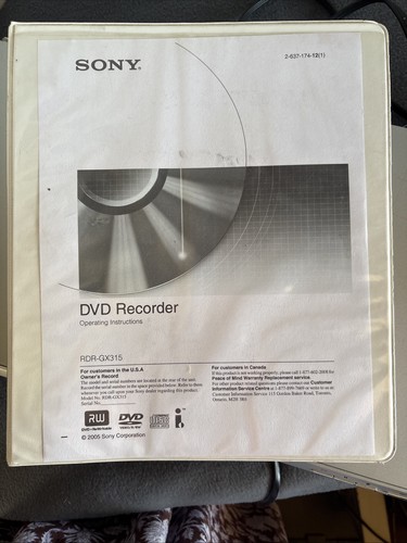 Sony rdr gx315 dvd - sony,