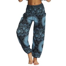 Femme Hippie Sarouel Harem Thai Pantalon Poches Boho Fleuri Print Taille Haut...