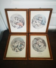 Vintage Tableaux Série de Lithographies LES QUATRE SAISONS par Lavrince Del