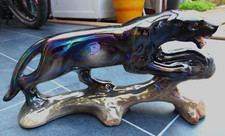 Belle Sculpture Panthère en Céramique Art Déco Signée Jema Hollande